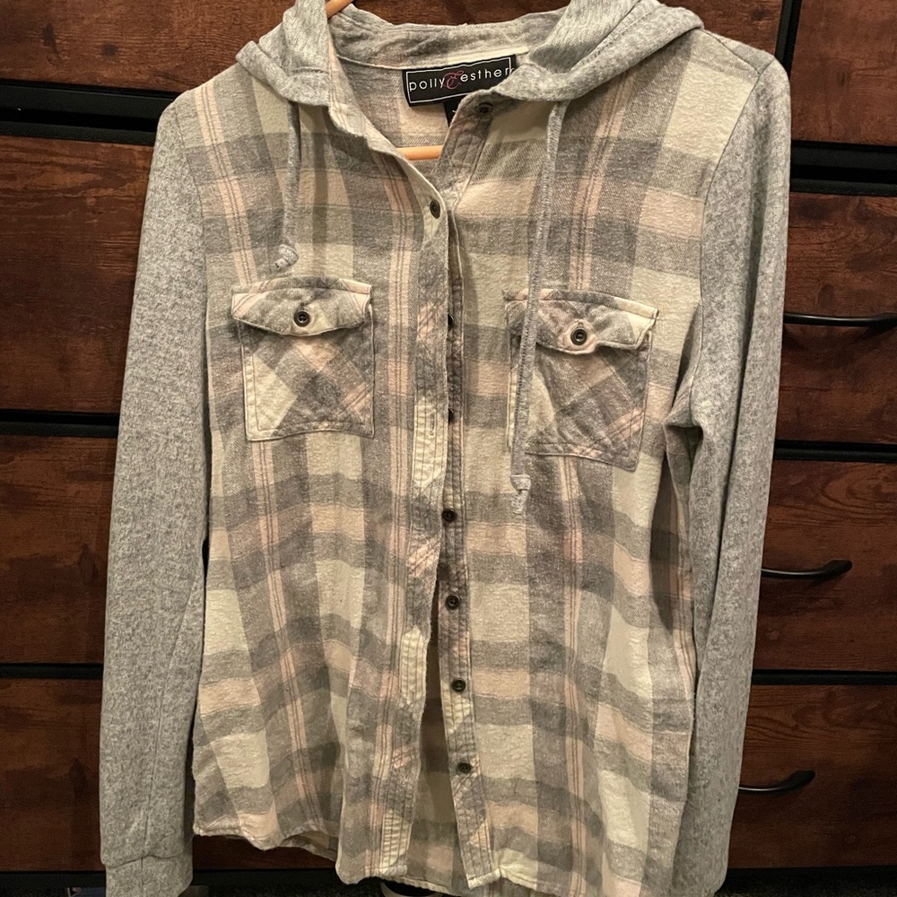 Polly & Esther Gray Plaid Women's Jacket